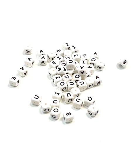 KIT 50 pcs Silicone alphabet letters VOWELS 12mm 2