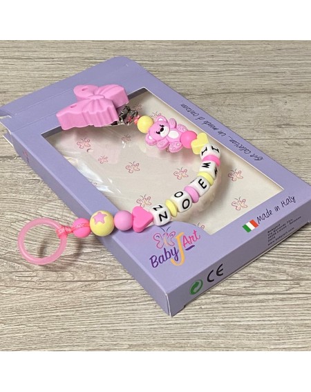 Babyjart Silikonschnullerkette mit Name, Haken / Adapter Schnuller MAM und CHICCO 2