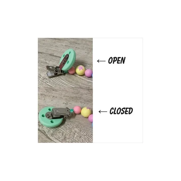 Babyjart silicone dummy chain with name, hook / adapter pacifier MAM and CHICCO