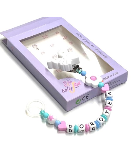 Babyjart Silikonschnullerkette mit Name, Haken / Adapter Schnuller MAM und CHICCO 2