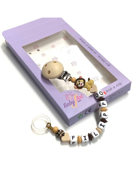 Babyjart silicone dummy chain with name, hook / adapter pacifier MAM and CHICCO 2