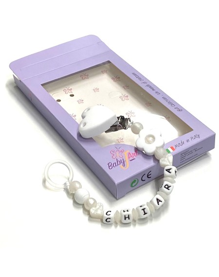 Babyjart Silikonschnullerkette mit Name, Haken / Adapter Schnuller MAM und CHICCO 2
