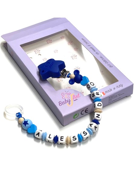 Babyjart Cadeia de chupeta de silicone com nome, adaptador / gancho de chupeta MAM e modelo CHICCO 2