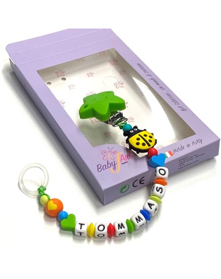 Babyjart Cadeia de chupeta de silicone com nome, adaptador / gancho de chupeta MAM e modelo CHICCO 2
