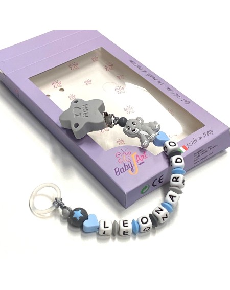 Babyjart silicone dummy chain with name, hook / adapter pacifier MAM and CHICCO 2