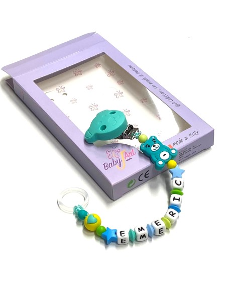 Babyjart silicone dummy chain with name, hook / adapter pacifier MAM and CHICCO 2