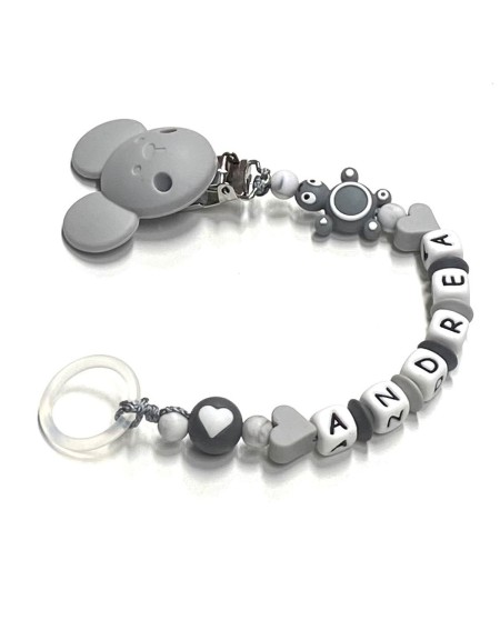 Babyjart silicone dummy chain with name, hook / adapter pacifier MAM and CHICCO