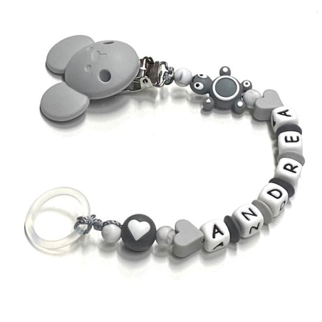 Babyjart silicone dummy chain with name, hook / adapter pacifier MAM and CHICCO