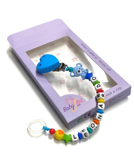 Babyjart silicone dummy chain with name, hook / adapter pacifier MAM and CHICCO 2