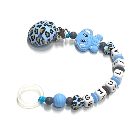 Babyjart Cadeia de chupeta de silicone com nome, adaptador / gancho de chupeta MAM e modelo CHICCO