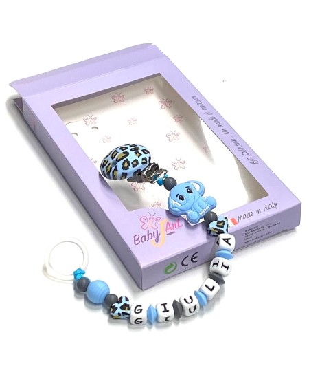 Babyjart Cadeia de chupeta de silicone com nome, adaptador / gancho de chupeta MAM e modelo CHICCO 2