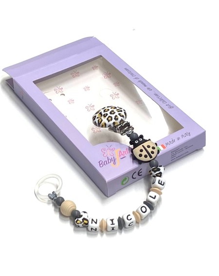 Babyjart silicone dummy chain with name, hook / adapter pacifier MAM and CHICCO 2