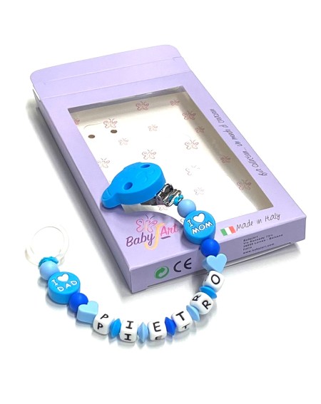 Babyjart silicone dummy chain with name, hook / adapter pacifier MAM and CHICCO 2