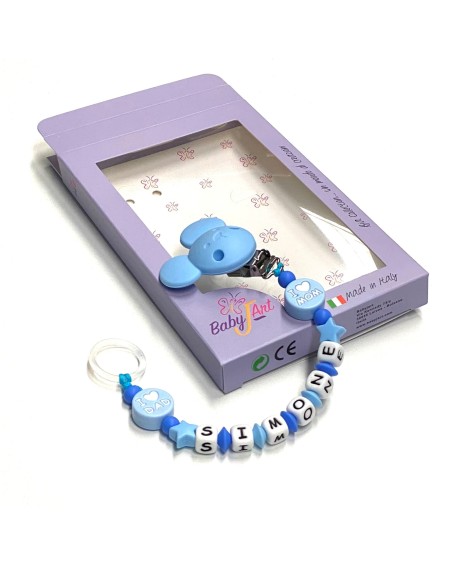 Babyjart silicone dummy chain with name, hook / adapter pacifier MAM and CHICCO 2