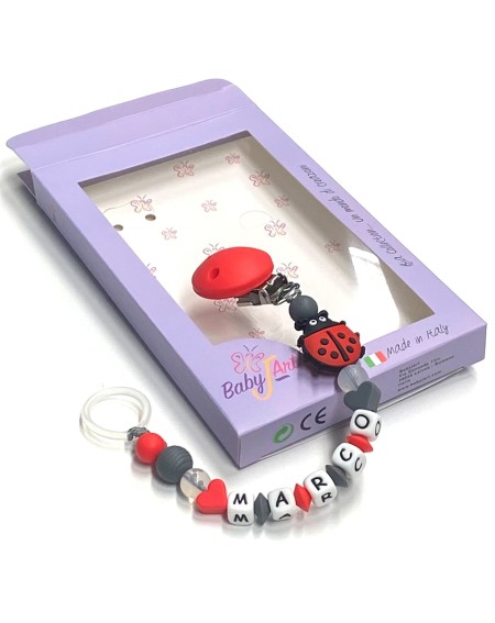 Babyjart Cadeia de chupeta de silicone com nome, adaptador / gancho de chupeta MAM e modelo CHICCO 2