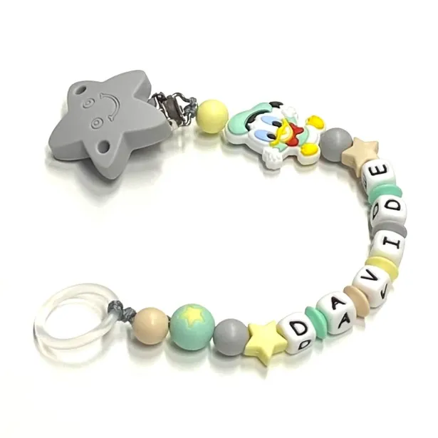 Babyjart Silikonschnullerkette mit Name, Haken / Adapter Schnuller MAM und CHICCO