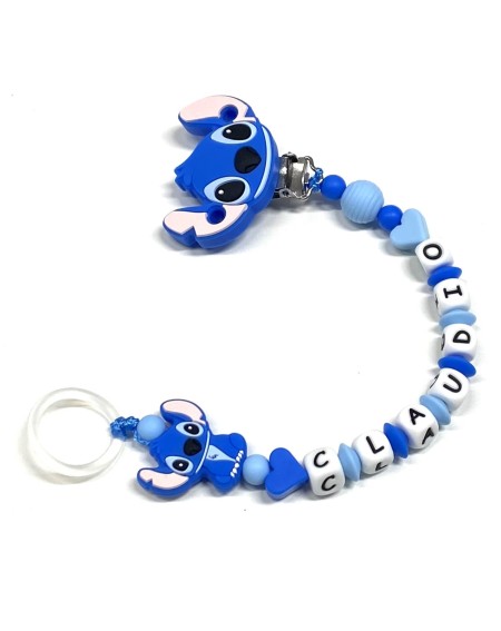 Babyjart Silikonschnullerkette PRESTIGE STITCH mit Name, Haken/Adapter Schnuller MAM und CHICCO