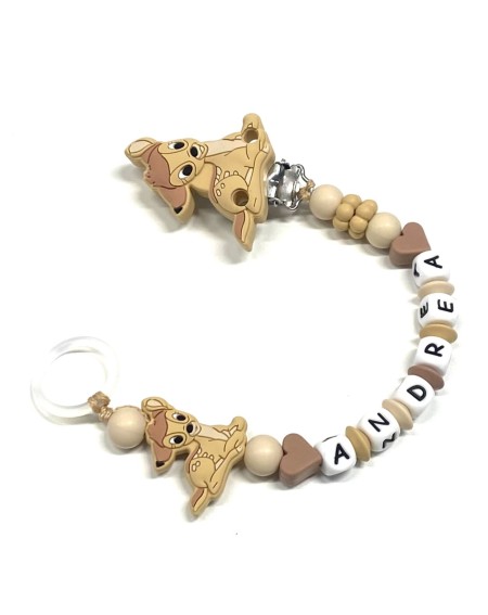 Babyjart Silikonschnullerkette PRESTIGE BAMBI mit Name, Haken/Adapter Schnuller MAM und CHICCO 2