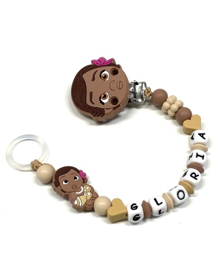 Babyjart Silikonschnullerkette PRESTIGE VAIANA OCEANIA mit Name, Haken/Adapter Schnuller MAM und CHICCO 2