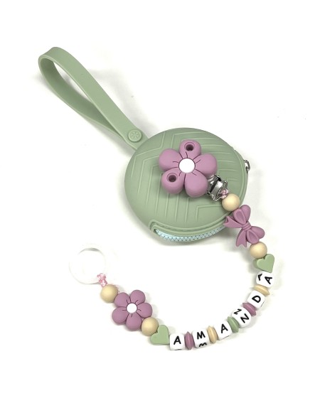 Babyjart Silikonschnullerkette PRESTIGE GÄNSEBLÜMCHEN mit Name, Haken/Adapter Schnuller MAM und CHICCO 2