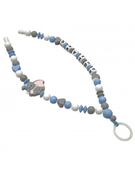 Babyjart Schnullerhalskette mit Name, aus silicone, Haken / Adapter Schnuller Mam