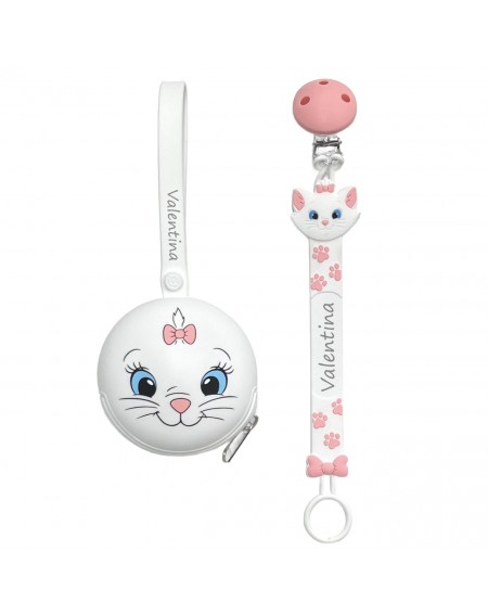 Cadena de chupete FLAT MARIE de silicona para chupete con nombre, gancho / adaptador para chupete mam y modelo de chicco 2