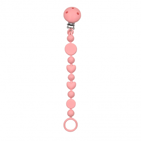 Pacifier chain in silicone BUBBLE PASTEL PINK with name, hook / adapter pacifier MAM and CHICCO