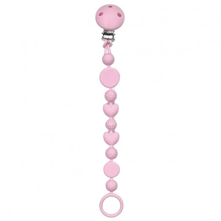 Catenella portaciuccio BUBBLE ROSA CHIARO in silicone con nome, gancio/adattatore ciuccio MAM e CHICCO
