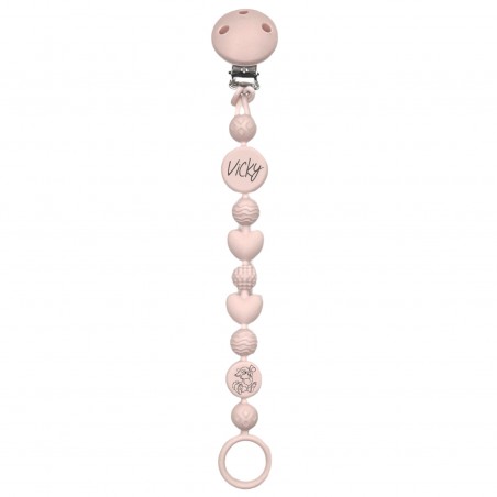 Cadena de chupete BUBBLE POLVOS DE TALCO de silicona para chupete con nombre, gancho / adaptador para chupete MAM e CHICCO