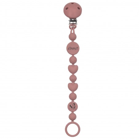 Catenella portaciuccio BUBBLE BLUSH in silicone con nome, gancio/adattatore ciuccio MAM e CHICCO