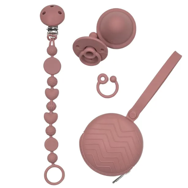 Cadena de chupete BUBBLE BLUSH de silicona para chupete con nombre, gancho / adaptador para chupete MAM e CHICCO