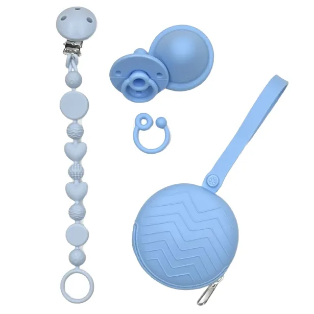 Pacifier chain in silicone BUBBLE ICE with name, hook / adapter pacifier MAM and CHICCO