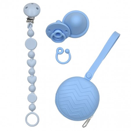 Pacifier chain in silicone BUBBLE ICE with name, hook / adapter pacifier MAM and CHICCO