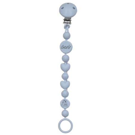 Pacifier chain in silicone BUBBLE ICE with name, hook / adapter pacifier MAM and CHICCO
