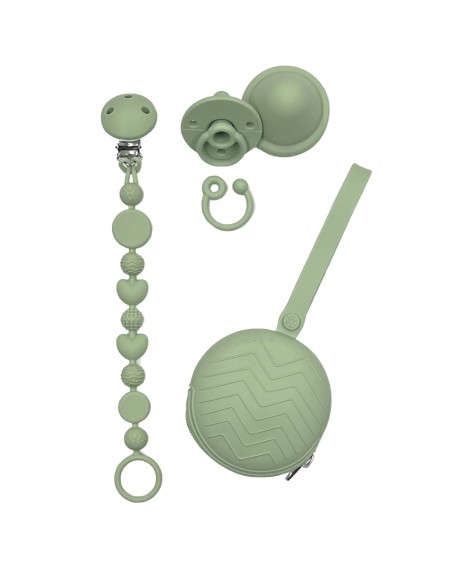 Silikonschnullerkette SALBEI mit Name, Haken / Adapter Schnuller MAM und CHICCO 2