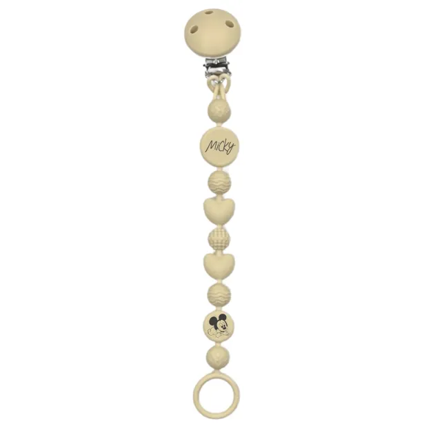 Pacifier chain in silicone BUBBLE BEIGE with name, hook / adapter pacifier MAM and CHICCO