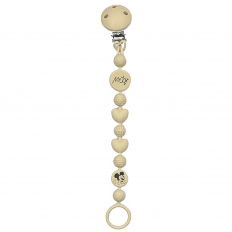Cadena de chupete BUBBLE BEIGE de silicona para chupete con nombre, gancho / adaptador para chupete MAM e CHICCO