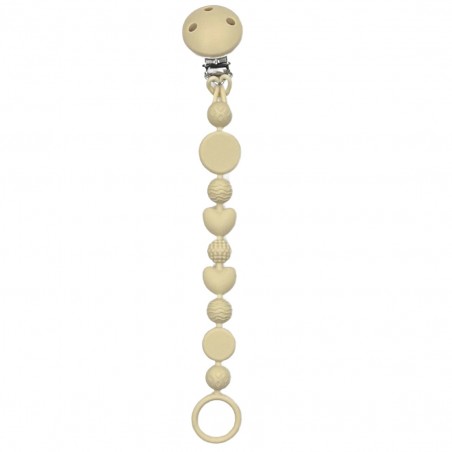Cadena de chupete BUBBLE BEIGE de silicona para chupete con nombre, gancho / adaptador para chupete MAM e CHICCO