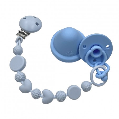 Catenella portaciuccio BUBBLE GHIACCIO in silicone con nome, gancio/adattatore ciuccio MAM e CHICCO