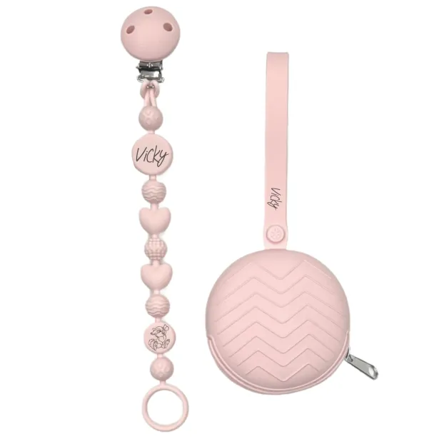 Cadena de chupete BUBBLE POLVOS DE TALCO de silicona para chupete con nombre, gancho / adaptador para chupete MAM e CHICCO