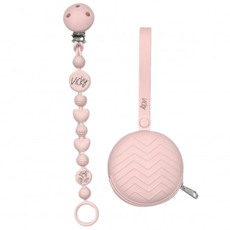 Catenella portaciuccio BUBBLE BOROTALCO in silicone con nome, gancio/adattatore ciuccio MAM e CHICCO