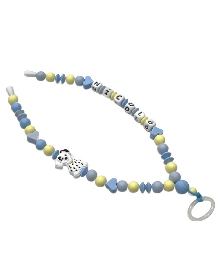 Babyjart Dummy Nicklace with name, in silicone, hook / adapter pacifier mam