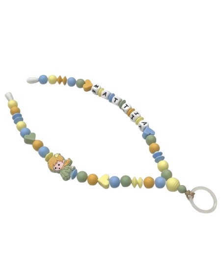 Babyjart Dummy Nicklace with name, in silicone, hook / adapter pacifier mam