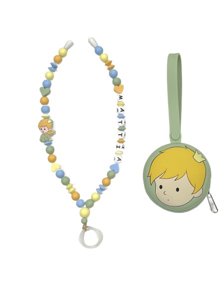 Babyjart Collana Portaciuccio con Nome, in silicone, gancio/adattatore ciuccio mam 2