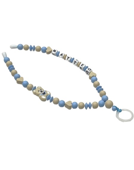 Babyjart Schnullerhalskette mit Name, aus silicone, Haken / Adapter Schnuller Mam