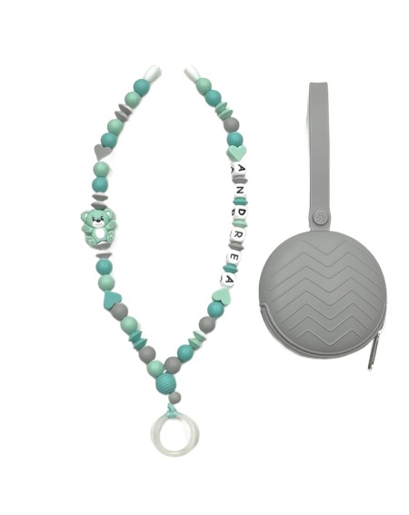 Babyjart Schnullerhalskette mit Name, aus silicone, Haken / Adapter Schnuller Mam 2