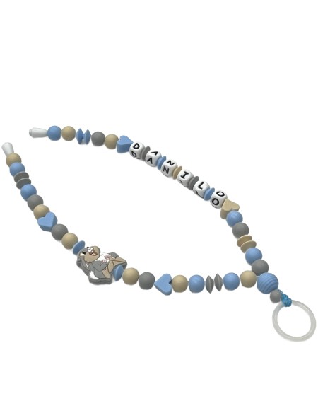 Babyjart Schnullerhalskette mit Name, aus silicone, Haken / Adapter Schnuller Mam