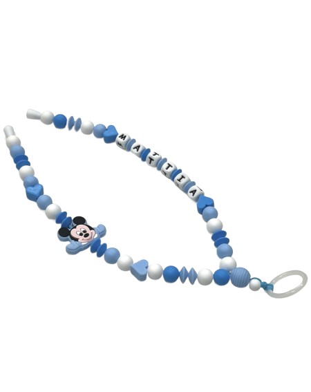 Babyjart Collana Portaciuccio con Nome, in silicone, gancio/adattatore ciuccio mam