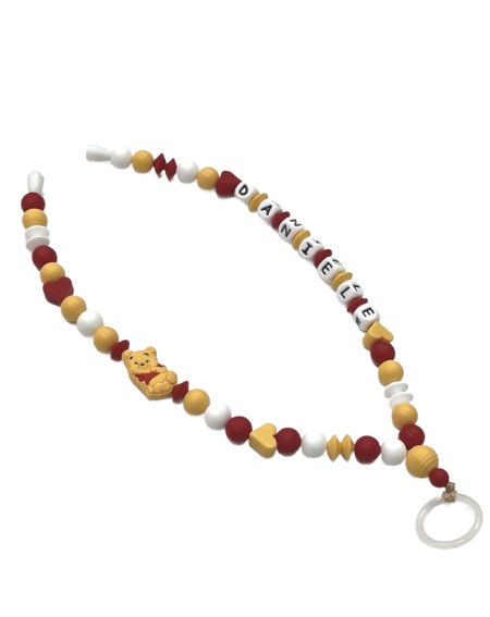 Babyjart Schnullerhalskette mit Name, aus silicone, Haken / Adapter Schnuller Mam