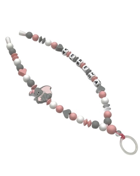 Babyjart Collana Portaciuccio con Nome, in silicone, gancio/adattatore ciuccio mam